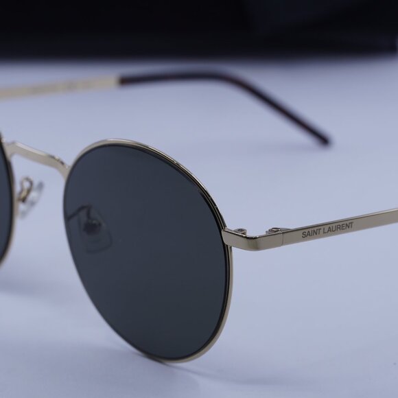 Saint Laurent SL250 SLIM 006 Round Sunglasses - Gold/Grey - Picture 2 of 10